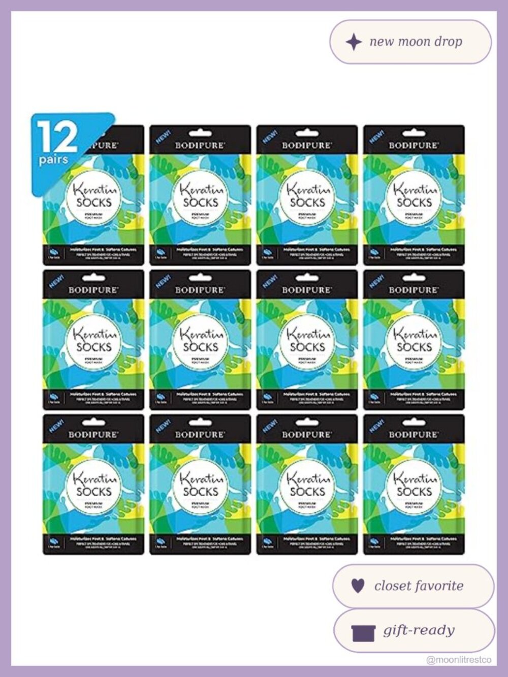 Keratin Foot Mask Socks Deep Moisturizing Heels Calluses 12-Pair Pack
